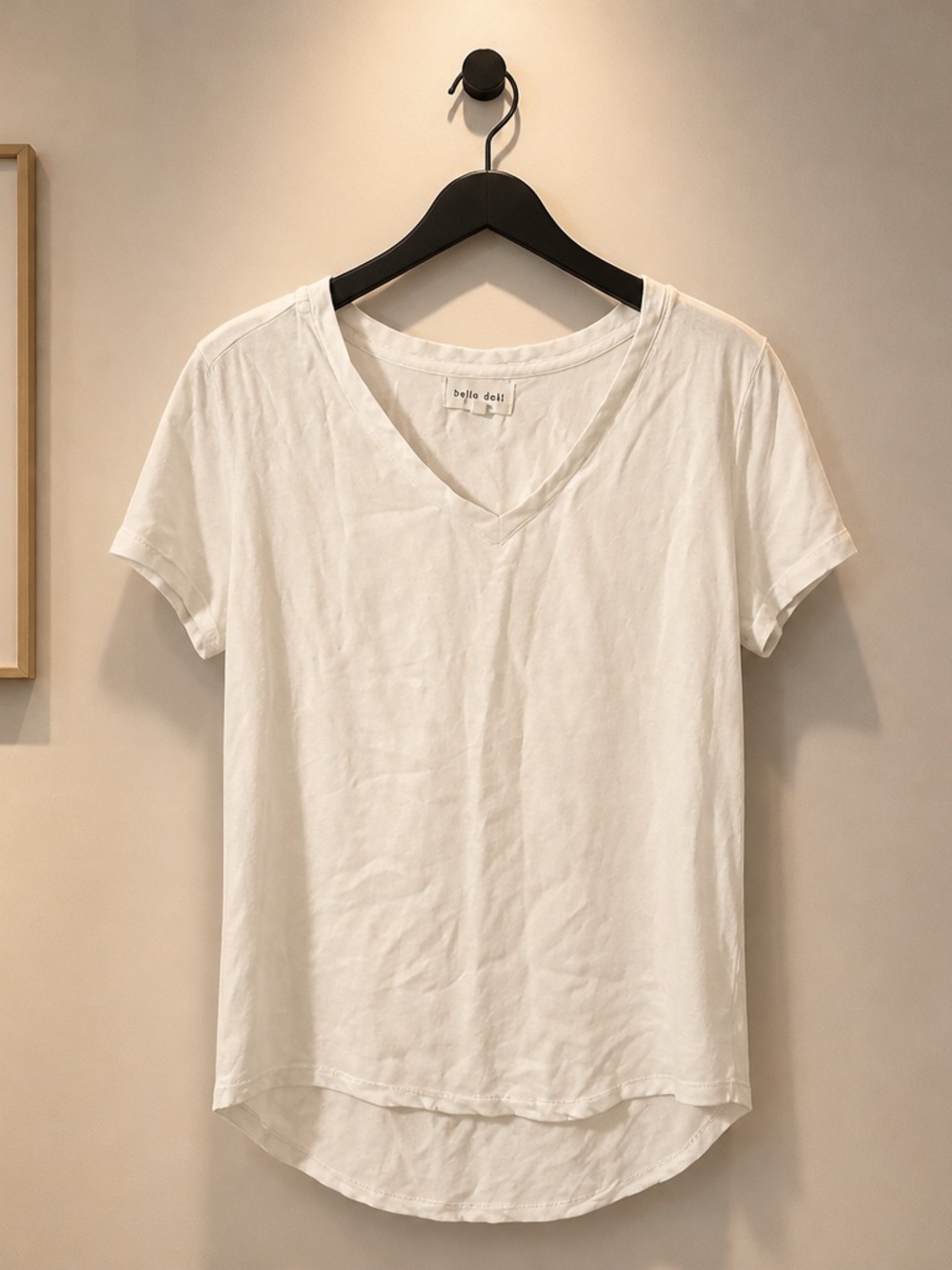 Bella Dahl White V-Neck Short Sleeve Tee - Relaxed Silhouette